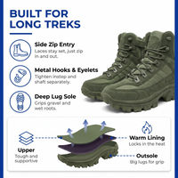 Men's Winter Boots - Tactical-Style Warm Lined - Non-Slip Grip Sole
