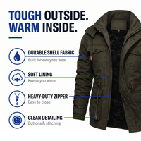 Men's Waterproof Field Jacket - Windproof & Fleece-Lined - Multi-Pocket Design
