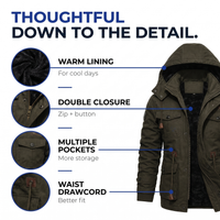 Men's Waterproof Field Jacket - Windproof & Fleece-Lined - Multi-Pocket Design