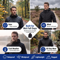 Men's Rain Jacket - Waterproof & Windproof - Removable Hood