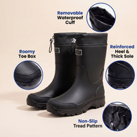 Rain Boots - Waterproof & Non-Slip - Adjustable Cuff