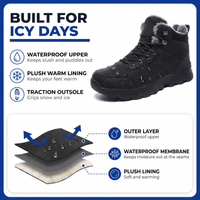 Men's Winter Boots - Waterproof & Warm Lined - Non-Slip Grip