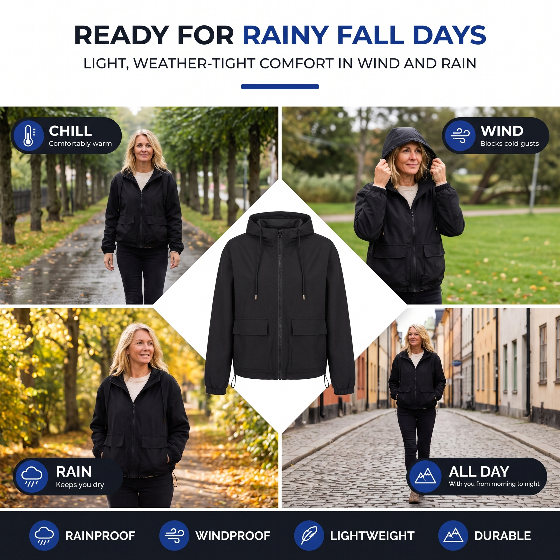 waterproof jacket women with hood - view 2