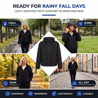 Women's Waterproof Jacket with Hood - Windproof & Year-Round - Full Zip