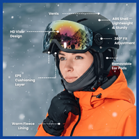 Ski Helmet with Visor - Anti-Fog Shield & ABS Shell - Adjustable Fit