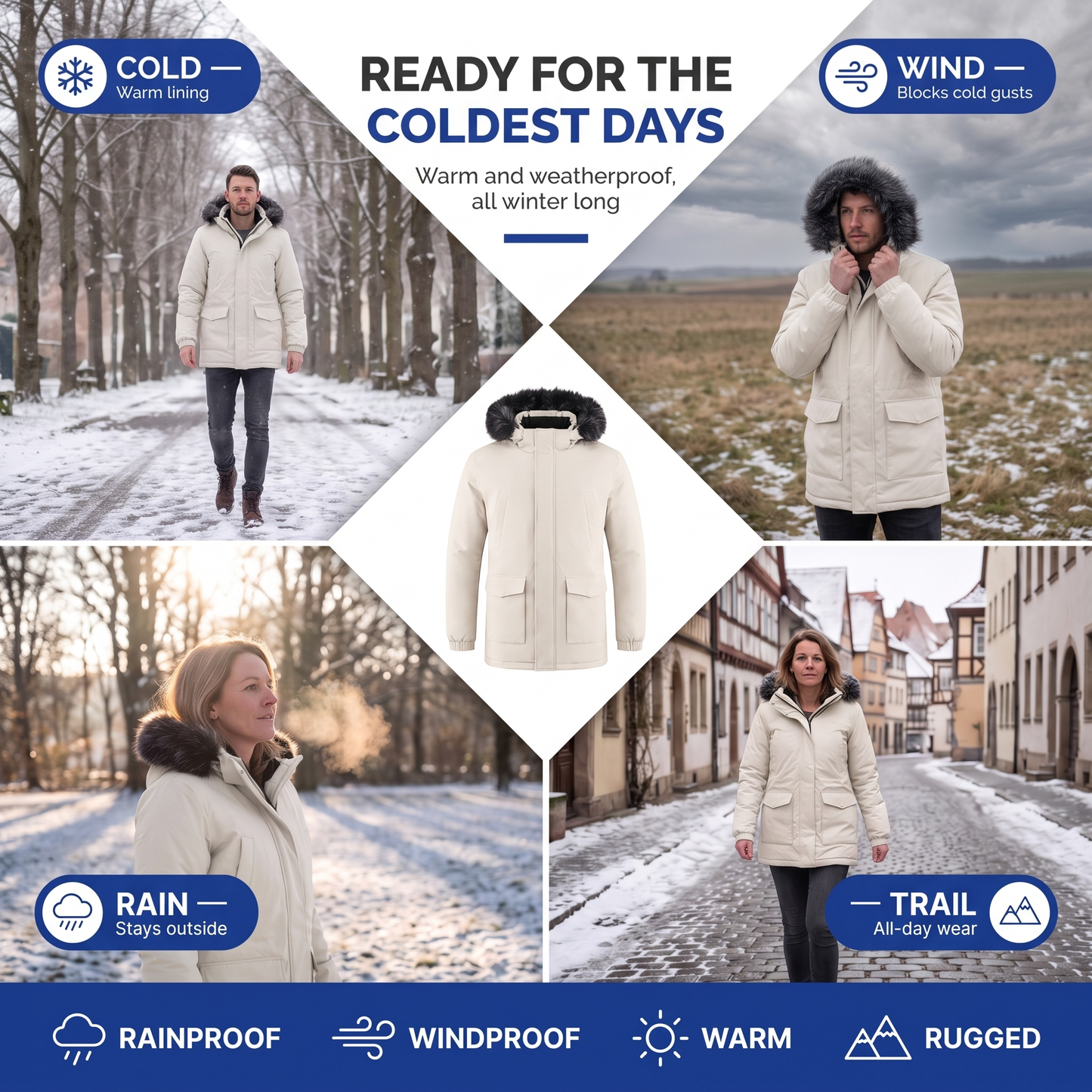 hooded winter coat mens - view 4