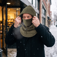 Men's Neck Warmer with Hood – Gaiter in the Store, Full Hood Outside