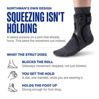 Ankle Brace - Adjustable Foot Drop Support - Low-Profile Fit