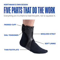 Ankle Brace - Adjustable Foot Drop Support - Low-Profile Fit