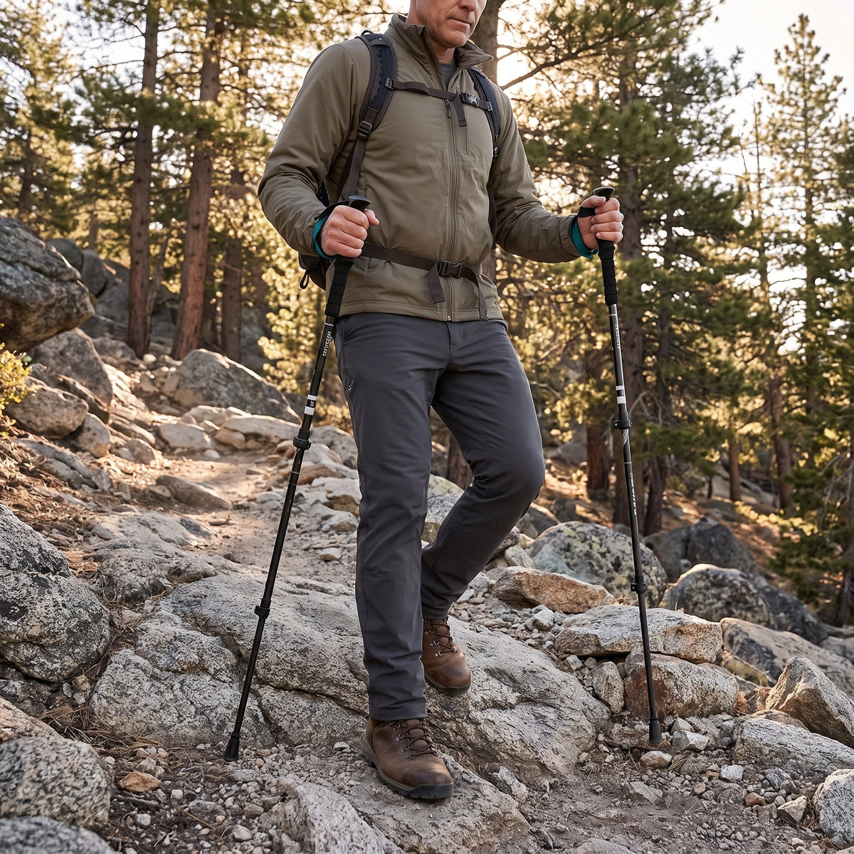 Trekking Poles Set - Folding Aluminum Hiking Pole - Tungsten Tip