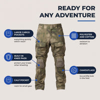 Men's Tactical Pants - Built-In Knee Pads - Camo Cargo Pants