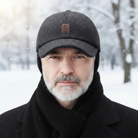 Men's Winter Cap - Baseball Cap with Ear Flaps - Wool Blend