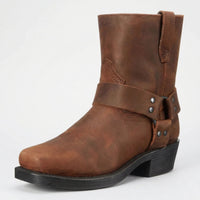 Men's Harness Boots - Short Western Boots - Slip-On with Buckle Strap
