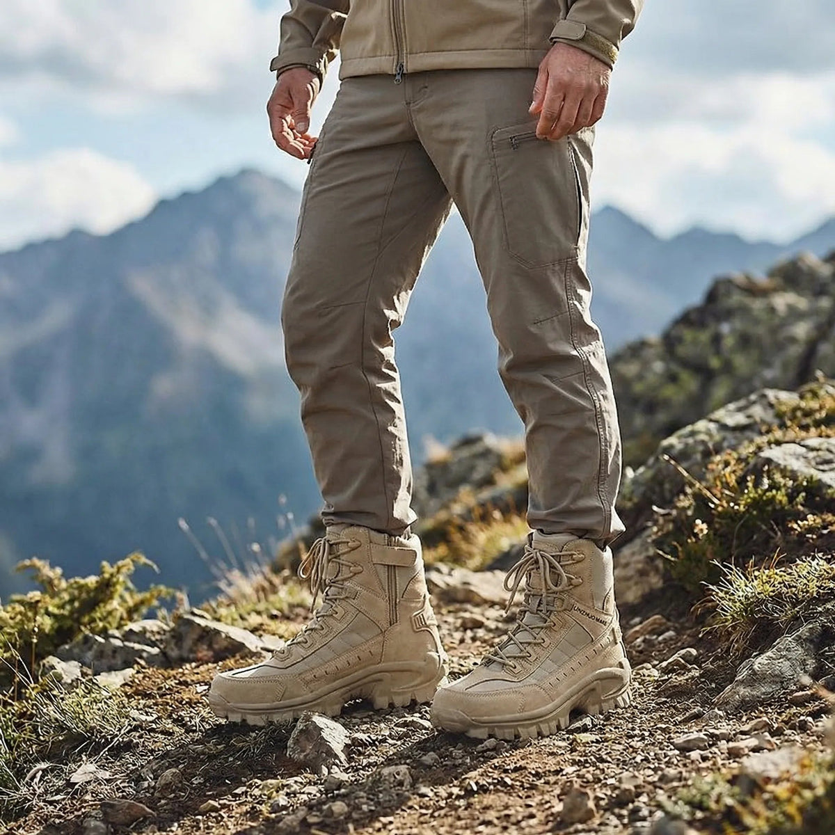 Men's Tactical Boots - High Ankle Lace-Up - Deep Tread Sole