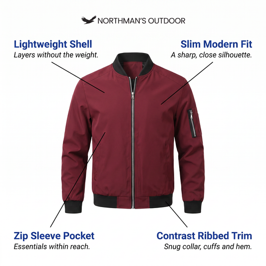 Bomber Jacket - Lightweight Men's Slim Fit Jacket