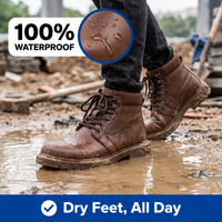 Waterproof Work Boots - Steel Toe Safety Boots - Slip-Resistant
