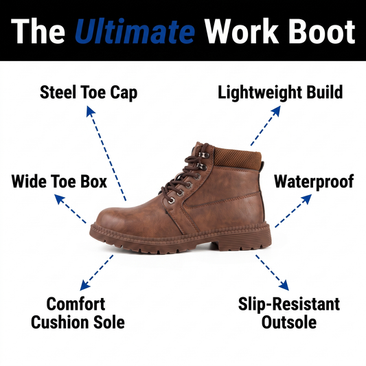 Waterproof Work Boots - Steel Toe Safety Boots - Slip-Resistant