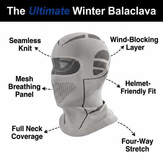 Balaclava Ski Mask - Seamless Knit Winter Face Mask - Motorcycle & Cycling