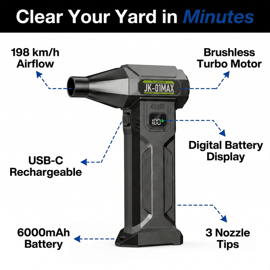 Cordless Leaf Blower - Handheld Rechargeable Yard & Driveway Blower - 110 m/h Turbo
