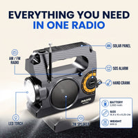 Portable Wind Up Radio - Hand Crank & Solar Emergency Radio - Torch & SOS