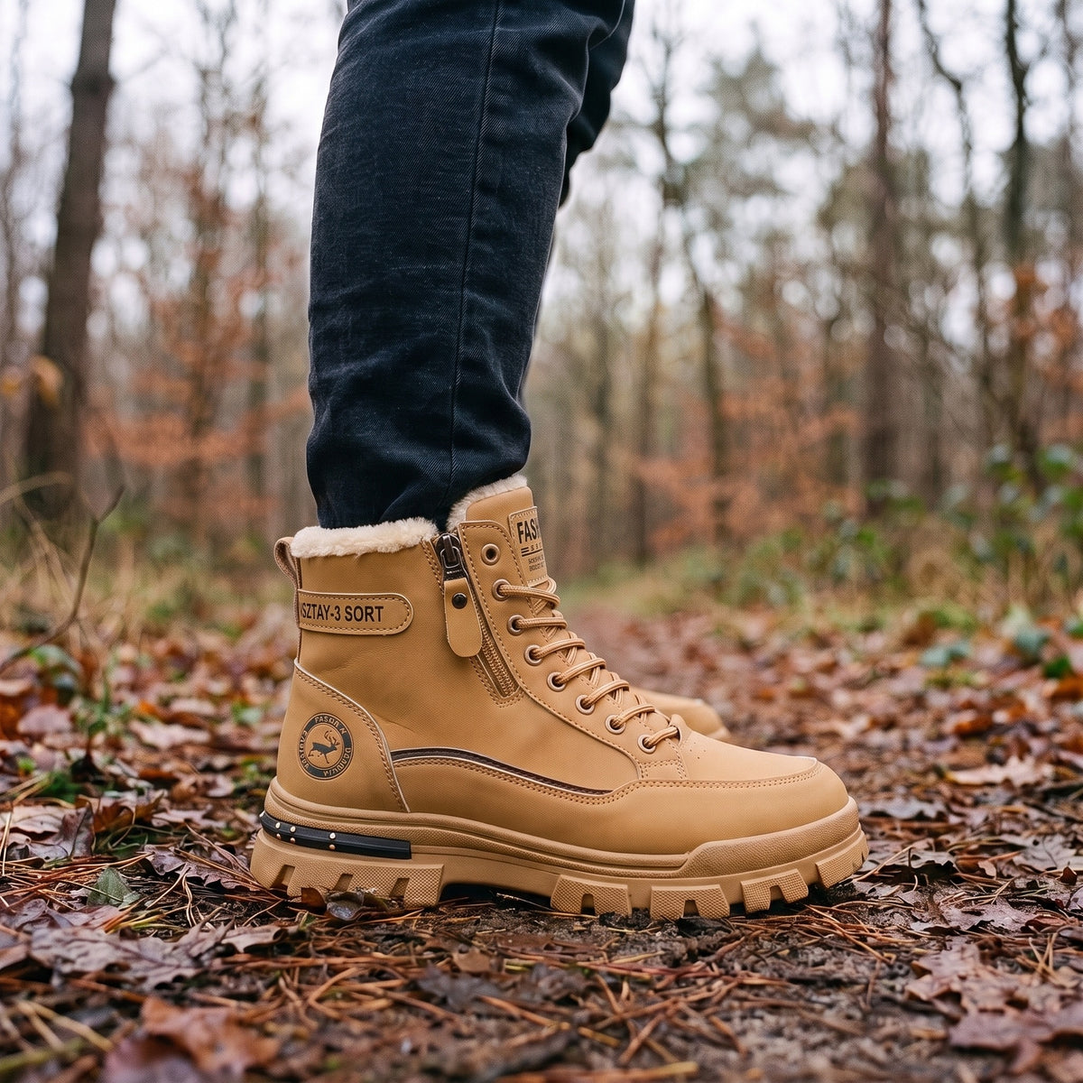 Insulated Winter Boots for Men - High-Top - Side-Zip & Lace-Up