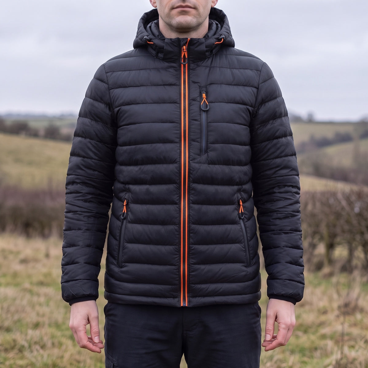 Men's Fall Jacket - Lightweight Quilted Design - Removable Hood