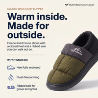 Camp Slippers – Unisex – Closed-Back & Fleece-Lined