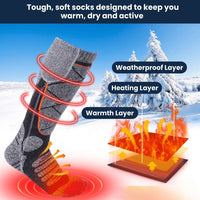 Heated Socks - Rechargeable Battery - 3 Warmth Levels