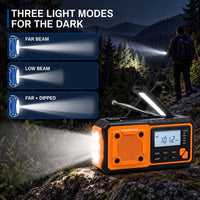 Emergency Radio - Hand Crank & Solar with Flashlight - Charges Your Phone