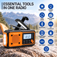 Emergency Radio - Hand Crank & Solar with Flashlight - Charges Your Phone