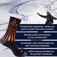 Waterproof Socks - Breathable Hiking Socks with Membrane - Crew Length
