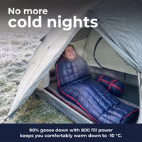 Down Sleeping Bag - Rectangular 90% Goose Down Bag - Rated to 14°F