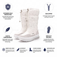 Womens Winter Boots - Tall Plush Lined Snow Boots - Lightweight Zip-Up