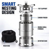 Portable Wood Burning Stove - Double-Wall Secondary Burn - No Gas Canisters