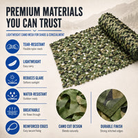 Camo Netting - Cut-to-Size Nylon Mesh Roll - Shade, Privacy & Hunting