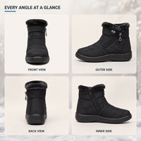 Womens Winter Boots - Waterproof Plush Lined Ankle Boots - Easy Side Zip