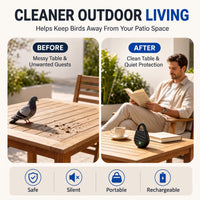 Ultrasonic Bird Deterrent - Clip-On, USB-C Rechargeable - Chemical-Free