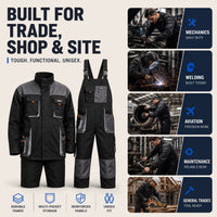 Work Coveralls - Long Sleeve or Bib Overall - Reinforced Knees & Pockets