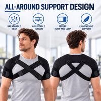 Shoulder Brace - Double Cross-Strap Posture Support - Adjustable Fit