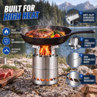 Portable Wood Burning Stove - Double-Wall Secondary Burn - No Gas Canisters