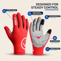 Cycling Gloves - Gel Padded Full Finger - Touchscreen Tips & Non-Slip Grip