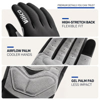 Cycling Gloves - Gel Padded Full Finger - Touchscreen Tips & Non-Slip Grip