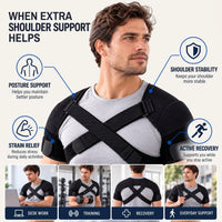 Shoulder Brace - Double Cross-Strap Posture Support - Adjustable Fit