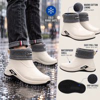 Rain Boots - Waterproof Low Ankle Slip-On Boots - Non-Slip Sole