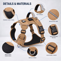 No Pull Dog Harness - Front & Back Clip - Reflective & Adjustable