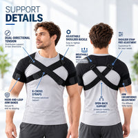 Shoulder Brace - Double Cross-Strap Posture Support - Adjustable Fit