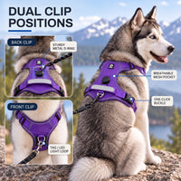 No Pull Dog Harness - Front & Back Clip - Reflective & Adjustable