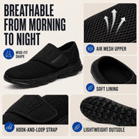Womens Wide Toe Box Shoes - Adjustable Strap Walking Shoes - Easy On & Off