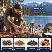 Portable Wood Burning Stove - Double-Wall Secondary Burn - No Gas Canisters