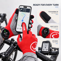 Cycling Gloves - Gel Padded Full Finger - Touchscreen Tips & Non-Slip Grip